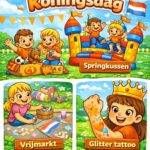 Koningsdag: Springkussen, stoepkrijt, vrijmarkt. Gratis!